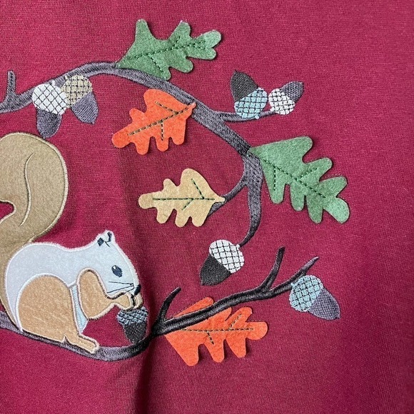 Rebecca Malone Petites Autumn Squirrel Applique Faux Layered Sweatshirt Size PXL - Picture 9 of 16